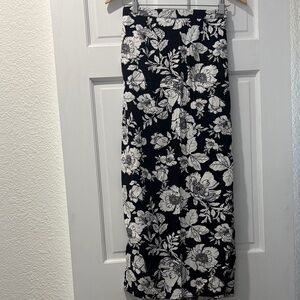 Old Navy Black and White Floral Maxi Skirt